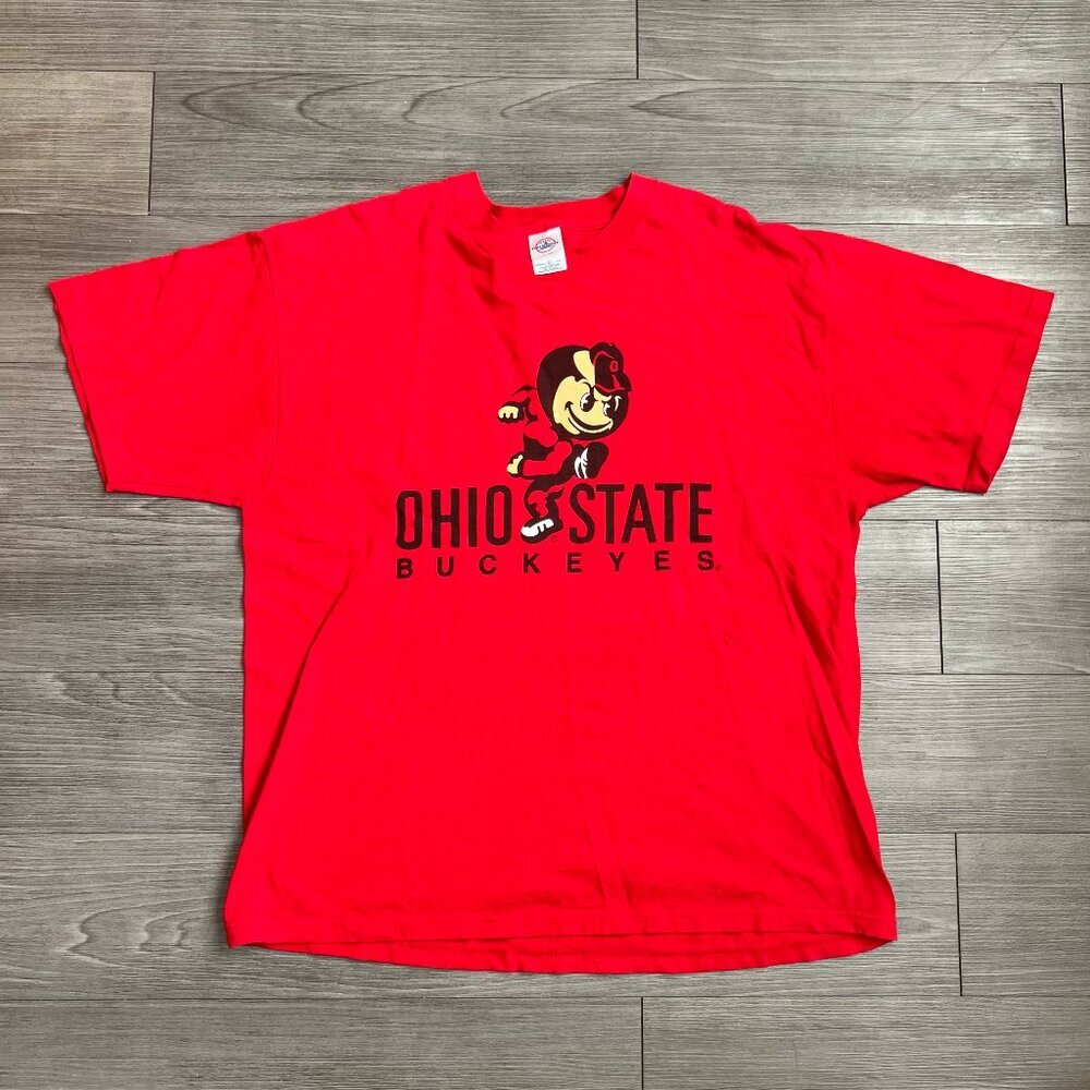 Y2K Ohio State Buckeyes Red Crewneck T-Shirt Delta Pro Weight Size XL